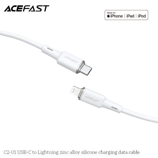 C2-01 USB-C to Lightning zinc alloy silicone charging data cable