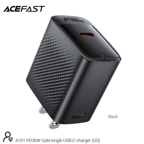 ACEFAST A101 PD30W GaN USB-C Fast Charger – Black (US)