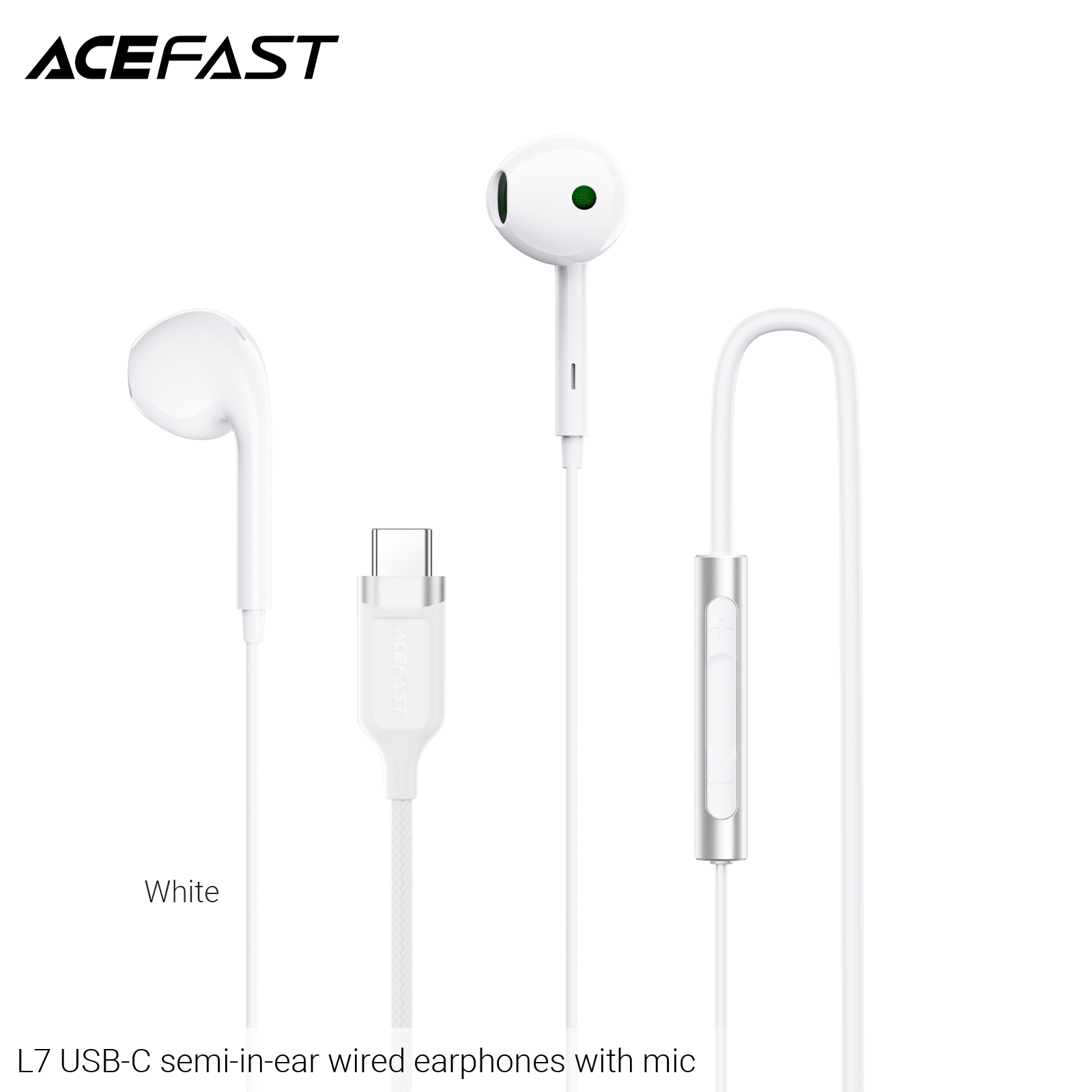 1 (36) 7 USB-C semi-in-ear wired earphones with mic - Image 1