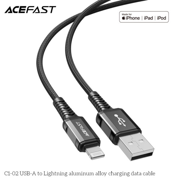 C1-02 USB-A to Lightning aluminum alloy charging data cable