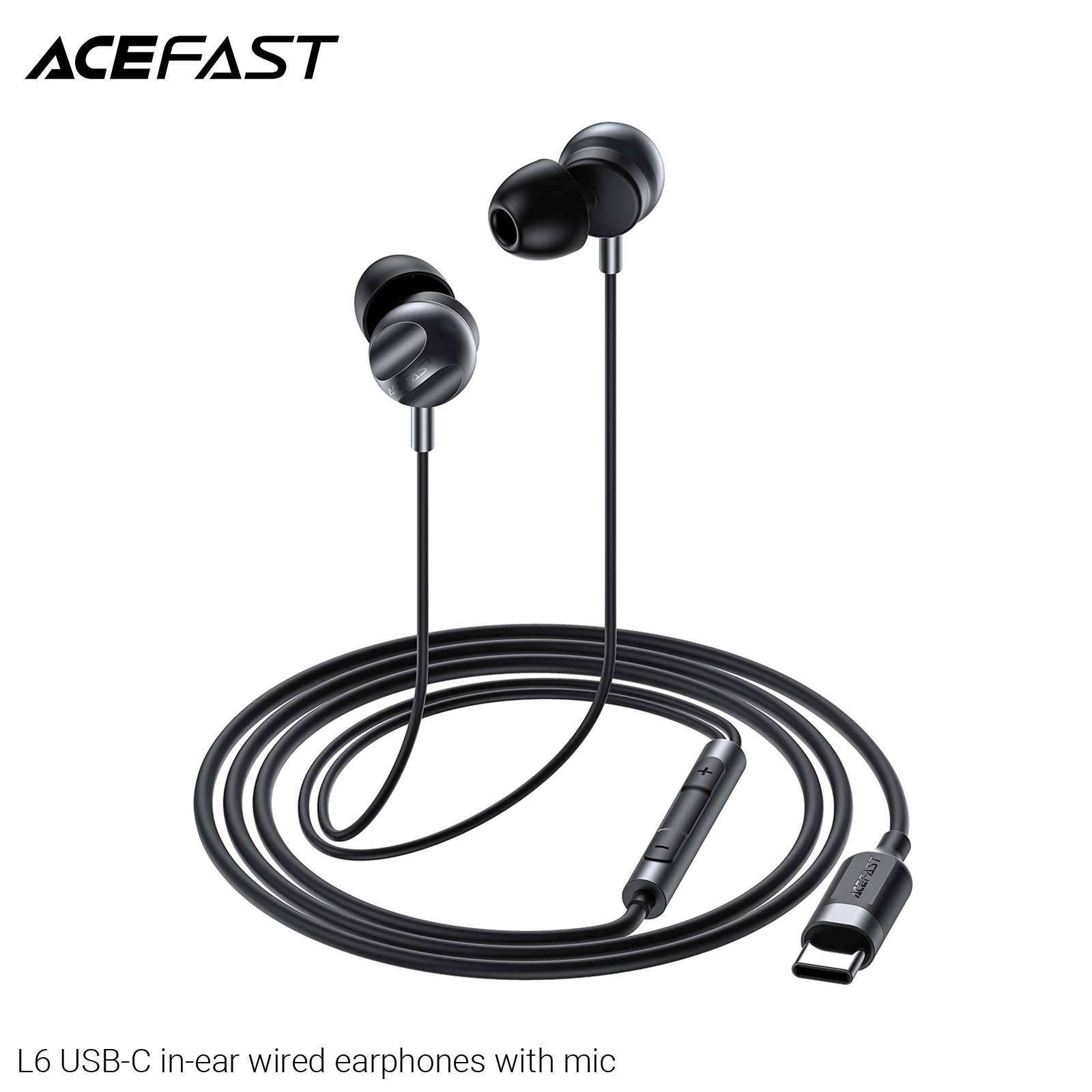 4 (4)(1) L6 USB-C in-ear wired earphones with mic. - Image 1